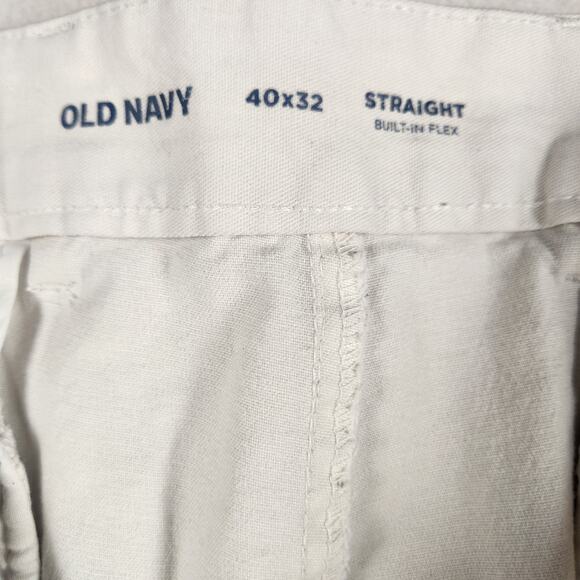 Old Navy Built-In Flex Straight Pants Men 40x32 White Khaki Chino - Picture 3 of 14